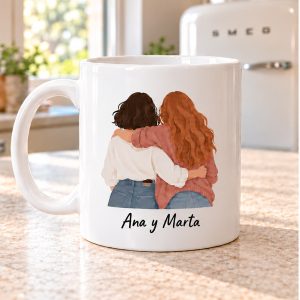 Parte delantera de taza contigo la vida es más bonita