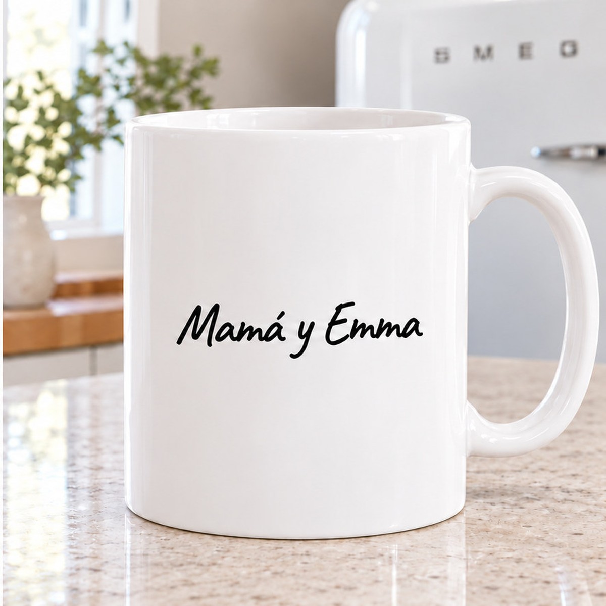 Parte trasera de taza mamá qué suerte tenerte