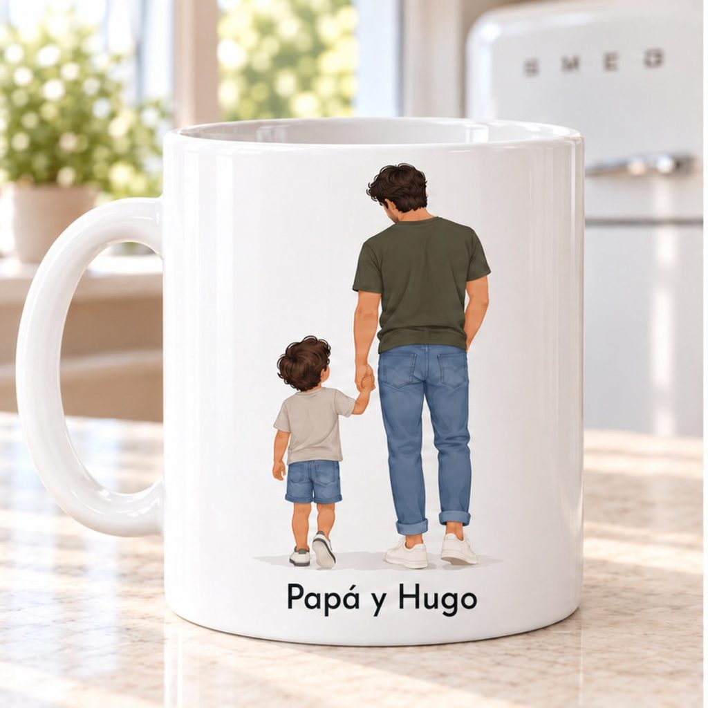 Parte delantera de taza papá contigo los días normales son una aventura