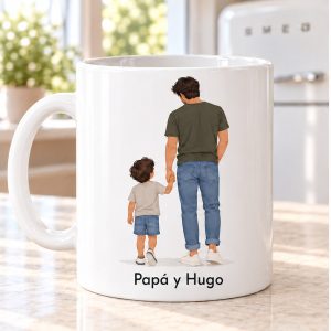 Parte delantera de taza papá contigo los días normales son una aventura