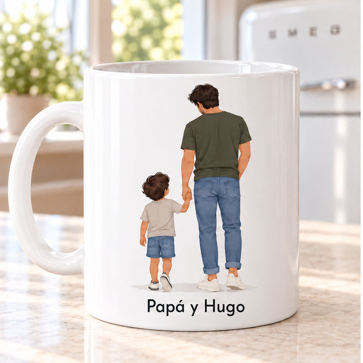 Parte delantera de taza papá contigo los días normales son una aventura