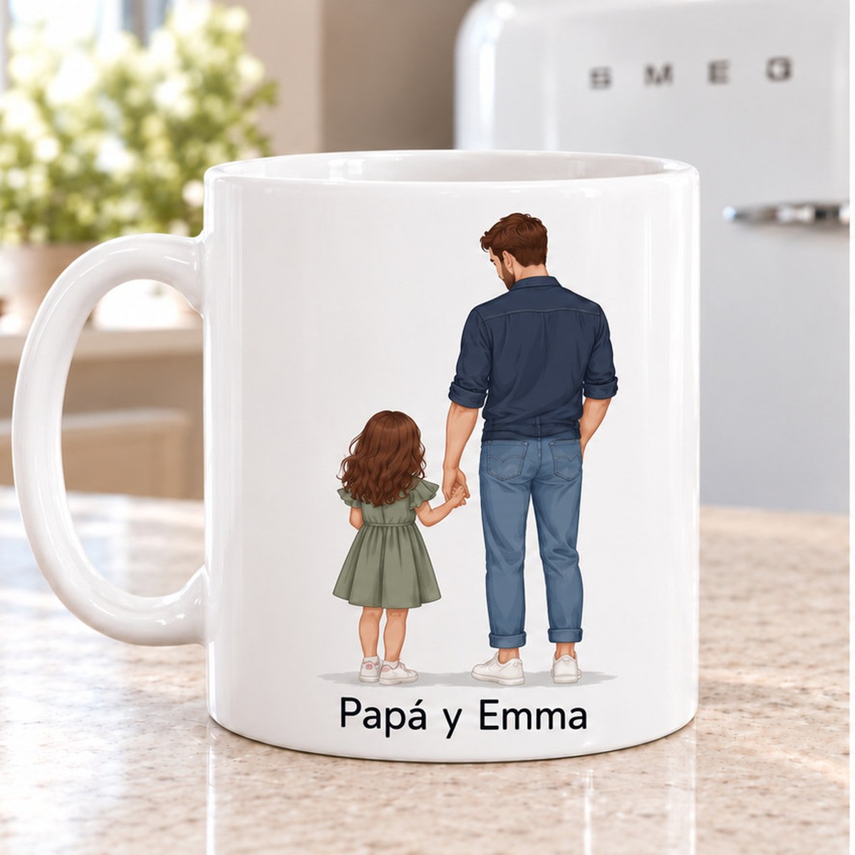 Otro ejemplo de composición familiar de la taza para papá