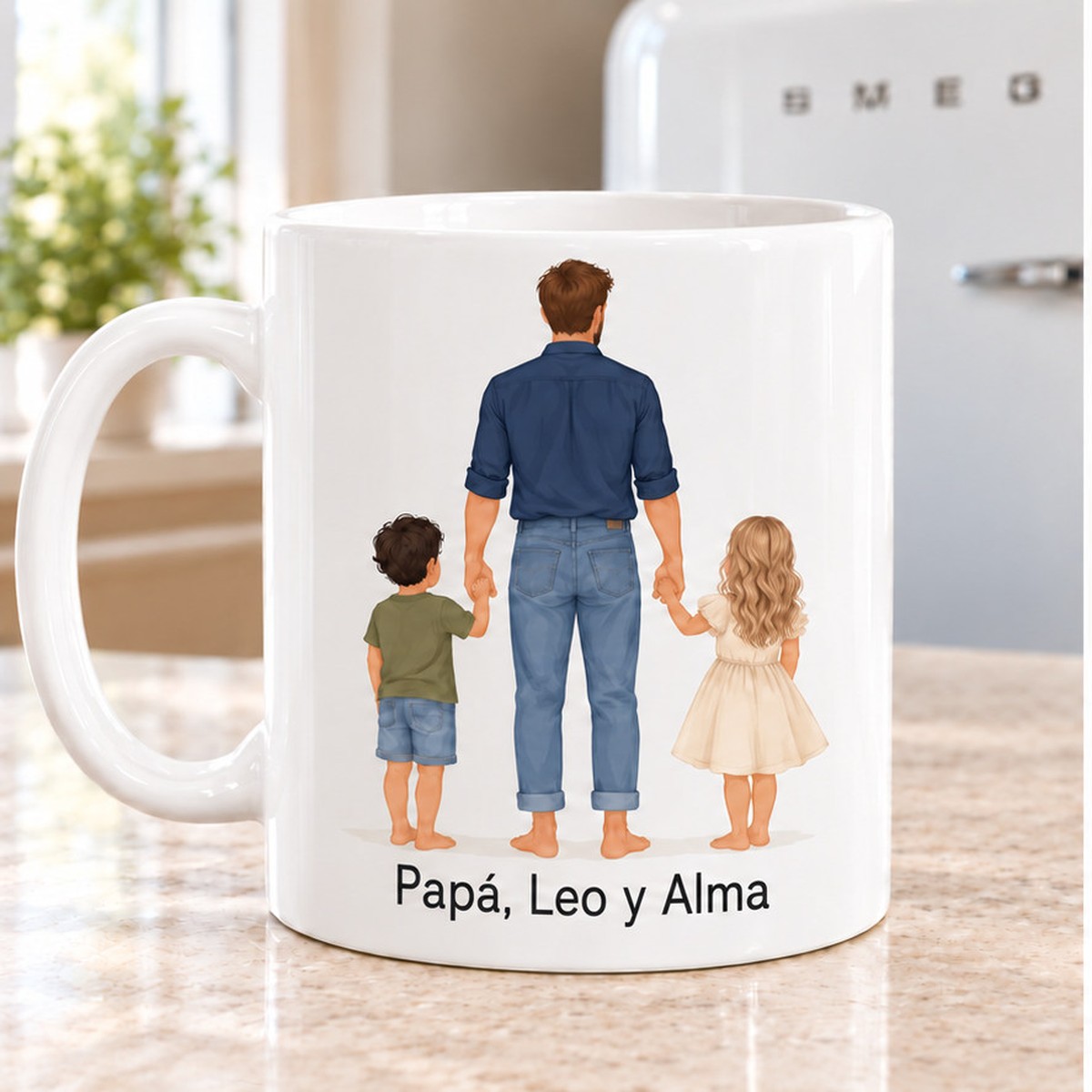 Otro ejemplo de composición familiar de la taza para papá